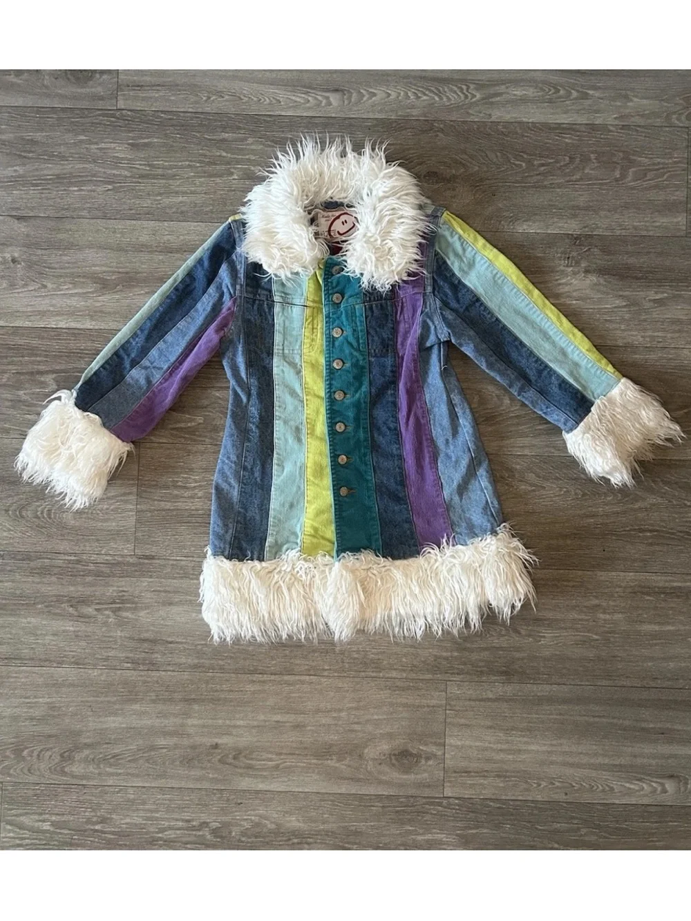 Vintage Y2K Children’s Place Penny Lane Coat 7/8 Patchwork Faux Fur Corduroy